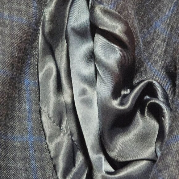 Vince Camuto Mens Large Plaid Blazer Jacket Blue & Black Wool Blend Single-Breas - Picture 7 of 16